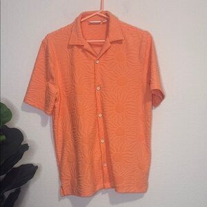 ROWM small Orange terry cloth Short Sleeve Men's Shirt